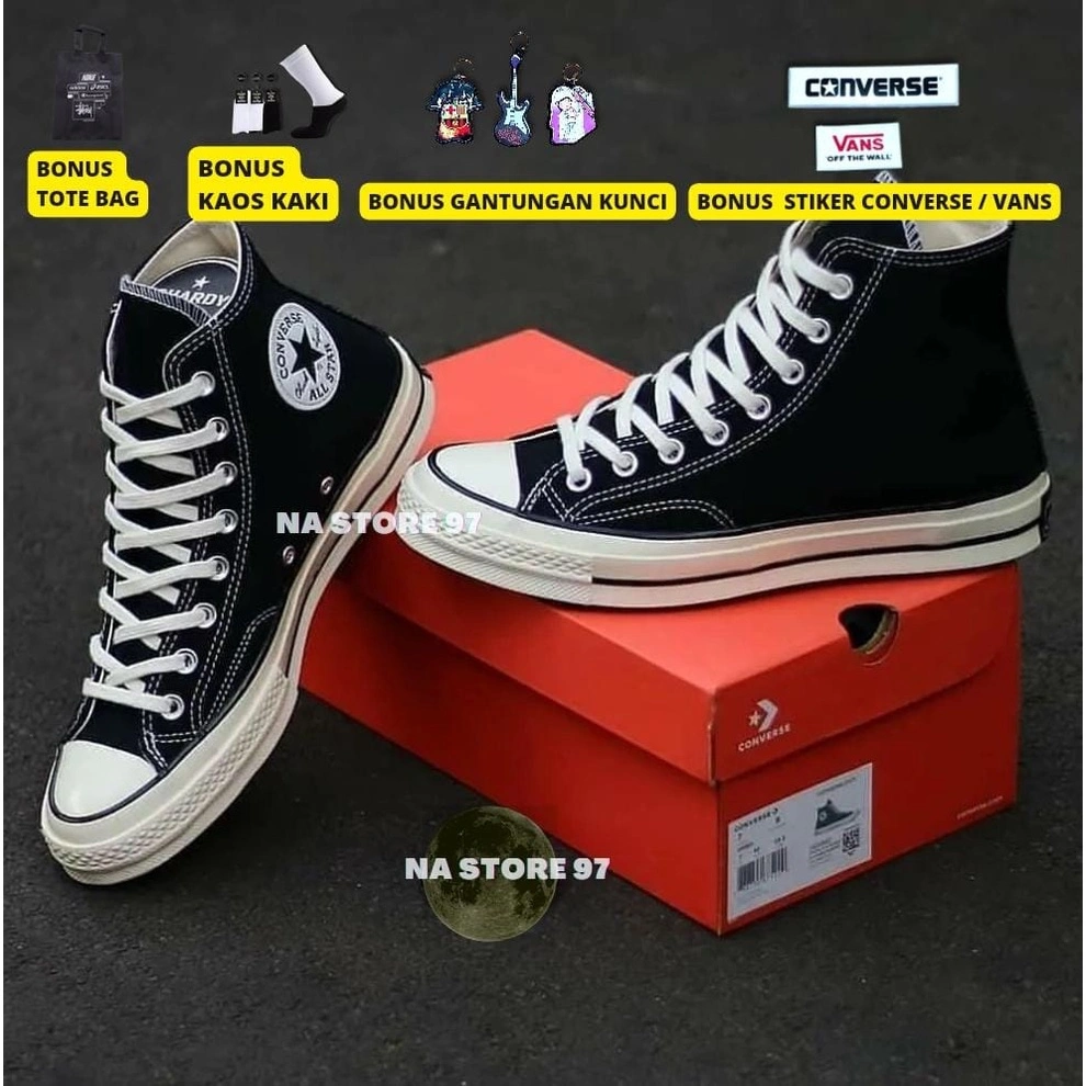 SEPATU CONVERSE 70S HIGH ALL STAR PREMIUM 100% WANITA PRIA SNEAKERS SEKOLAH HITAM PUTIH