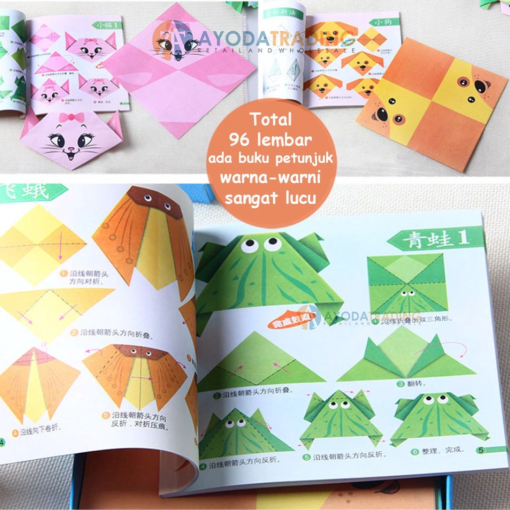 Origami Seni Melipat Kertas Anak DIY 96pcs