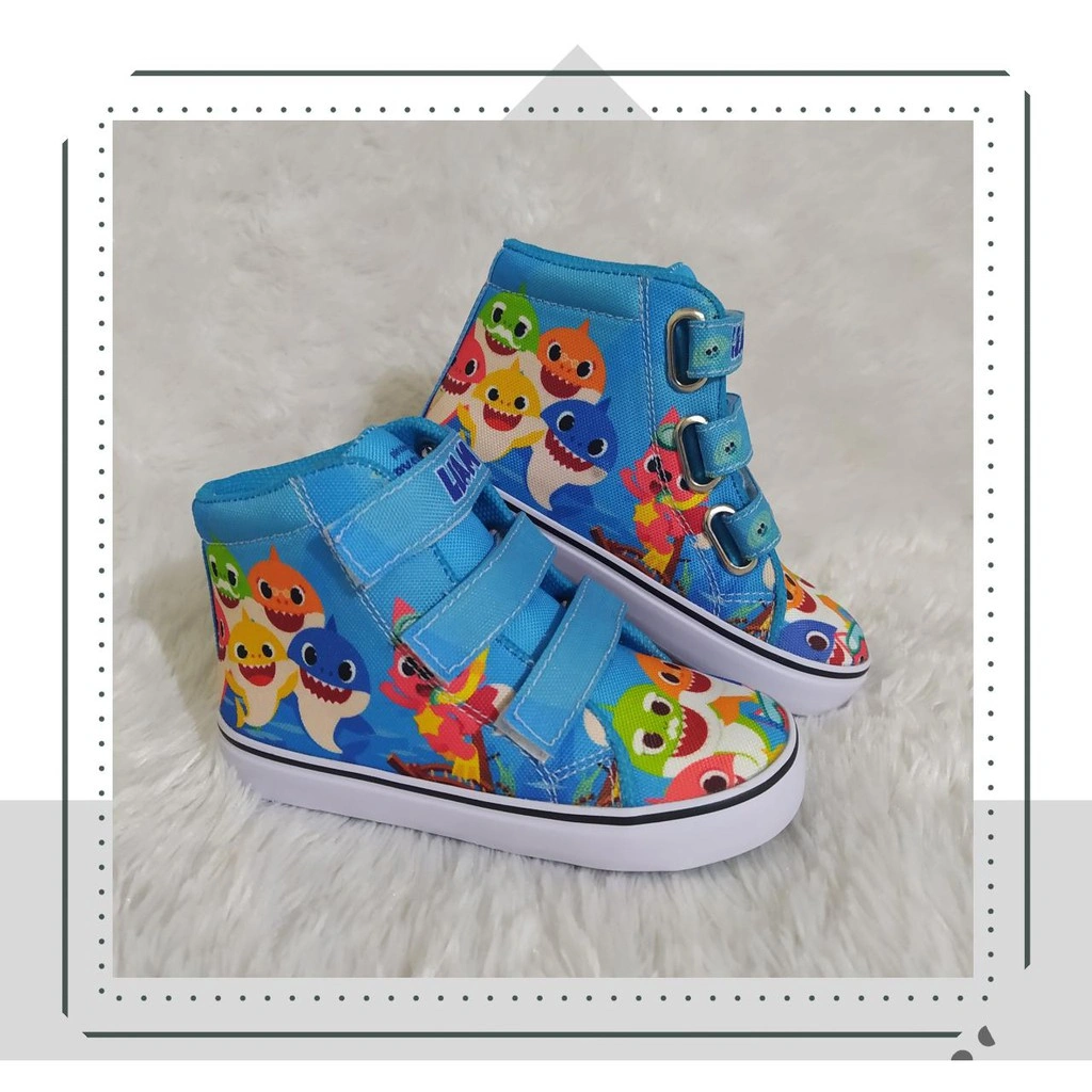 SEPATU ANAK KARAKTER BABY SHARK FREE CETAK NAMA DAN PHOTO&MASKER TERLARIS/TERMURAH/FASHION KID