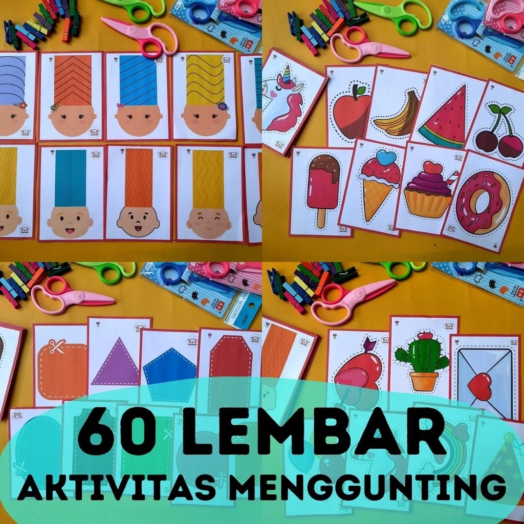 Mainan Motorik Halus Anak Worksheet Aktivitas Menggunting Mainan Edukasi Anak 1 2 3 4 5 Tahun TK PAUD Balita Melatih Keterampilan Motorik Pra Menulis Paper Cutting Motoric Skill Prakarya