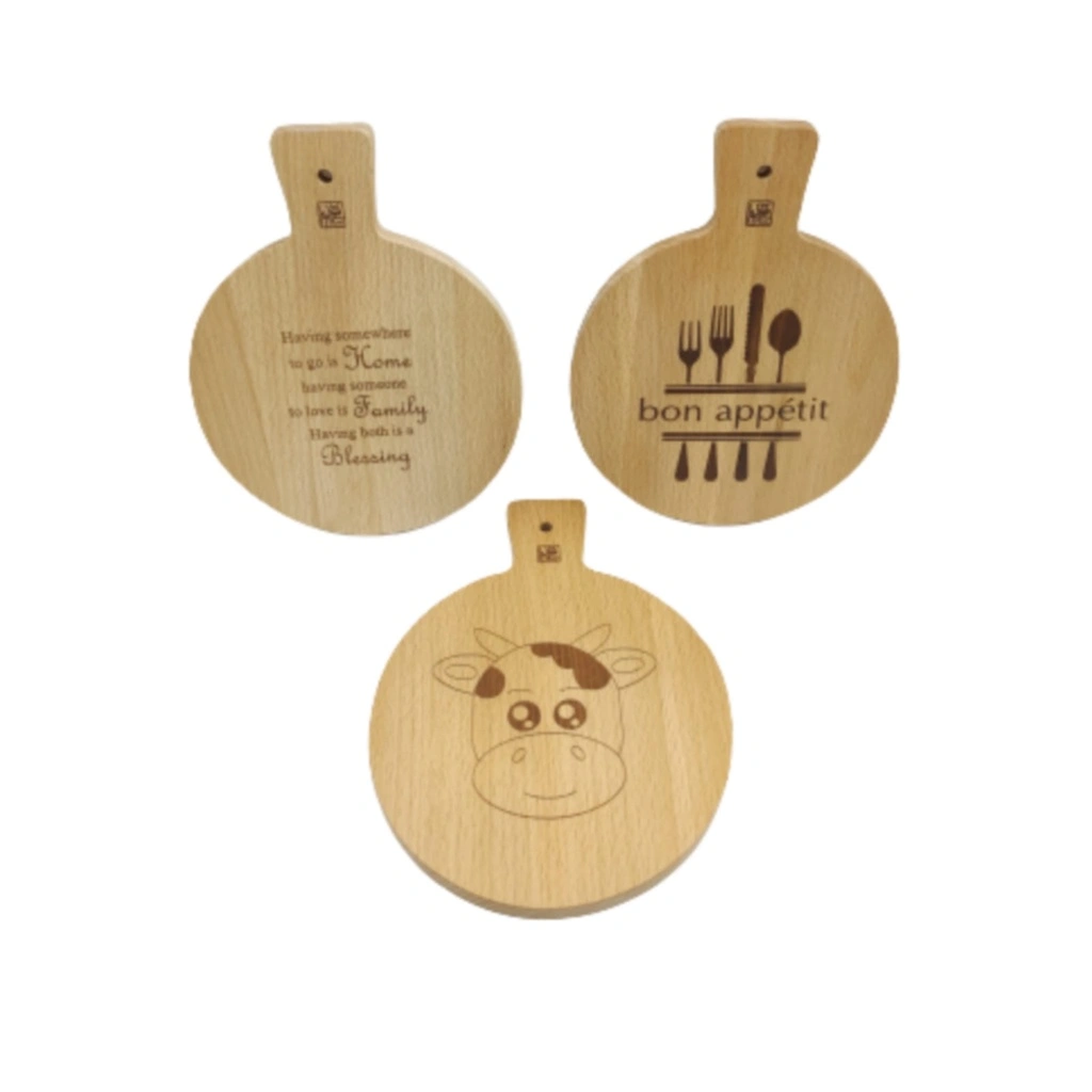 Cooks Habit Papan Potong Mini Round Paddle Printing (1 PCS) l Talenan Bulat Kayu Lucu