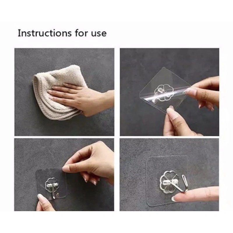 GANTUNGAN TEMPELAN DINDING GANTUNGAN DAPUR 1PCS HOOK TRANSPARAN KUAT SEKALI