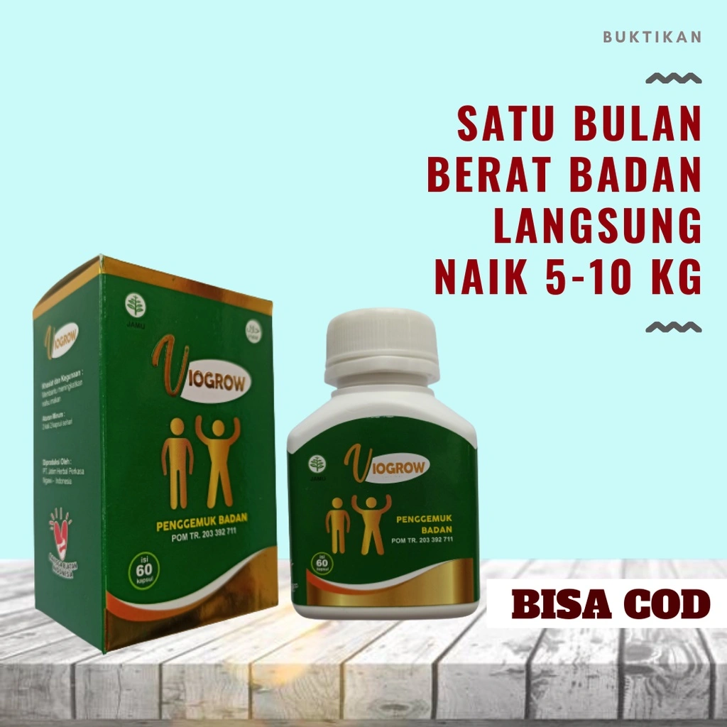 Viogrow Obat gemuk Permanen Penggemuk badan herbal alami serta penambah nafsu makan badan bikin cepat gemuk VIOGROW suplemen penambah berat badan Vitamin napsu makan pengemuk herbal alami BPOM