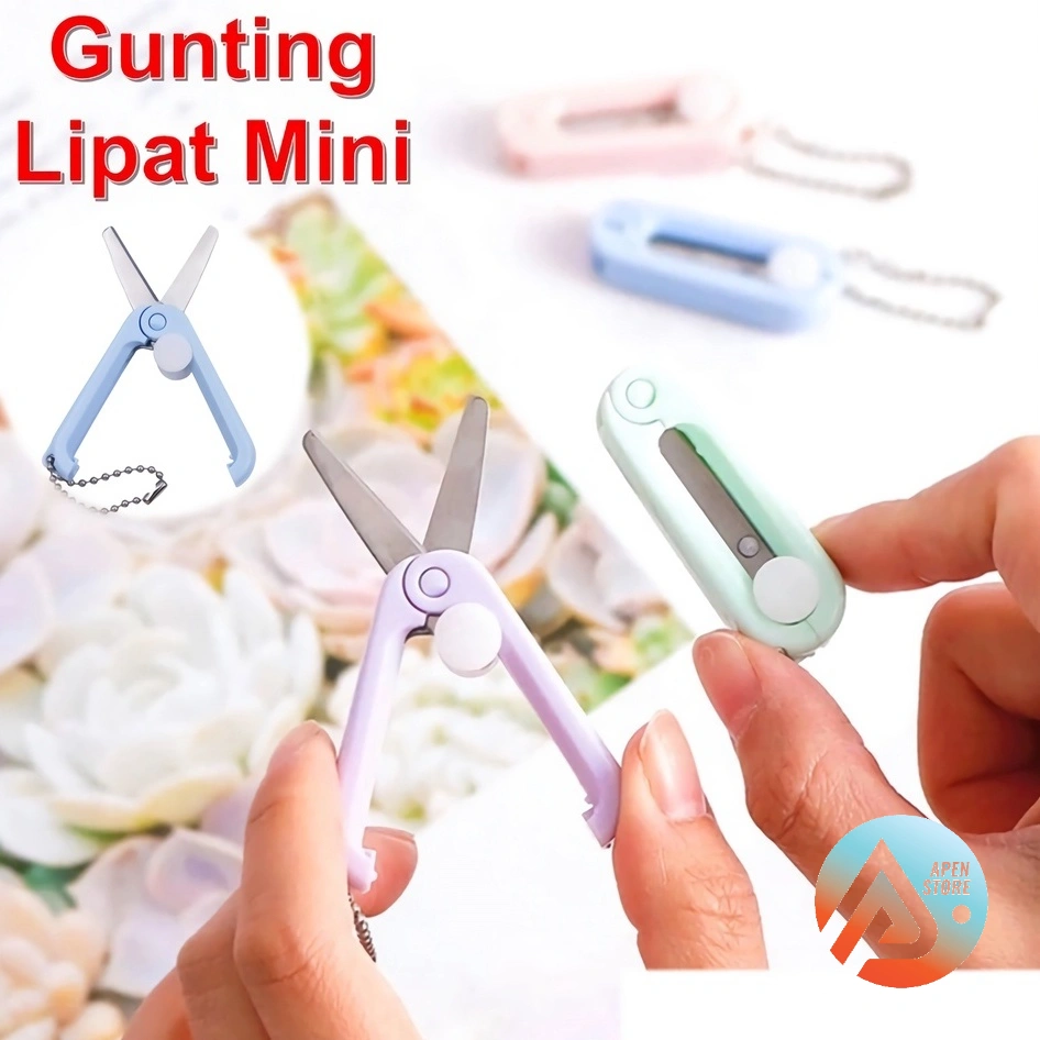 APEN Gunting Lipat Mini Portable Stainless Steel Retractable Folding Pemotong Kertas Barang Unik