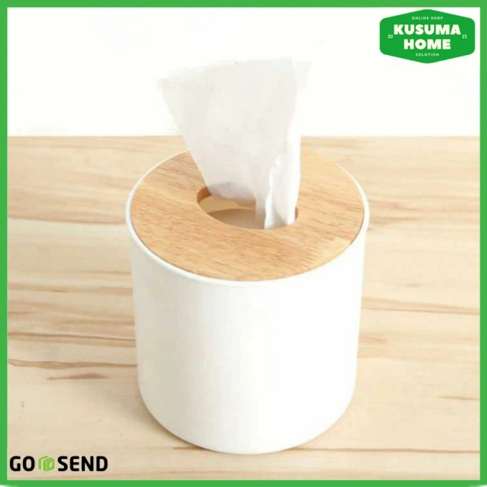 Tempat Tisu Serbaguna RSCHEF Kotak Tissue Kayu Minimalis Model Tabung