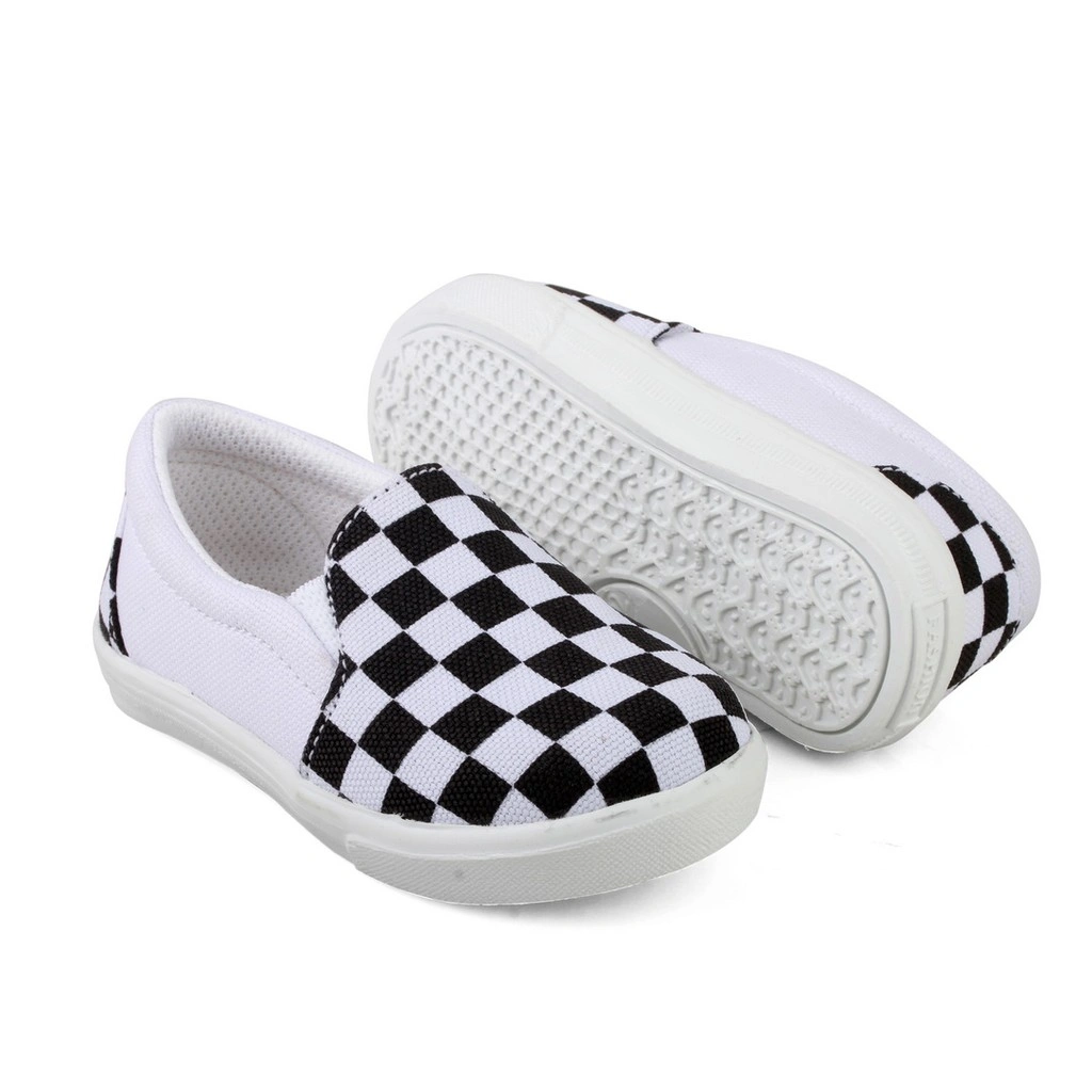 sepatu anak unisex motif catur VN1 HITAM