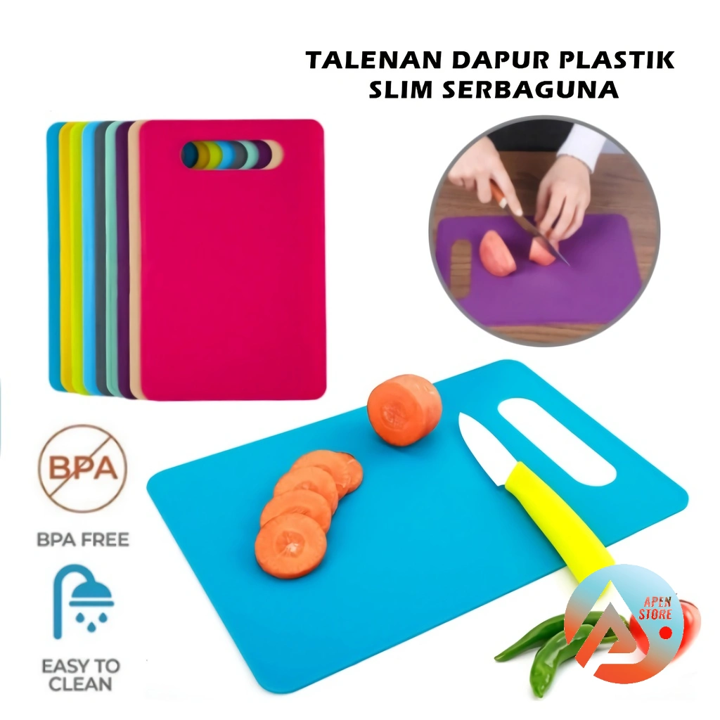 APEN Talenan Plastik Tipis Dapur Anti Slip Alas Pemotong Buah Sayuran Daging Roti Multifungsi Slim