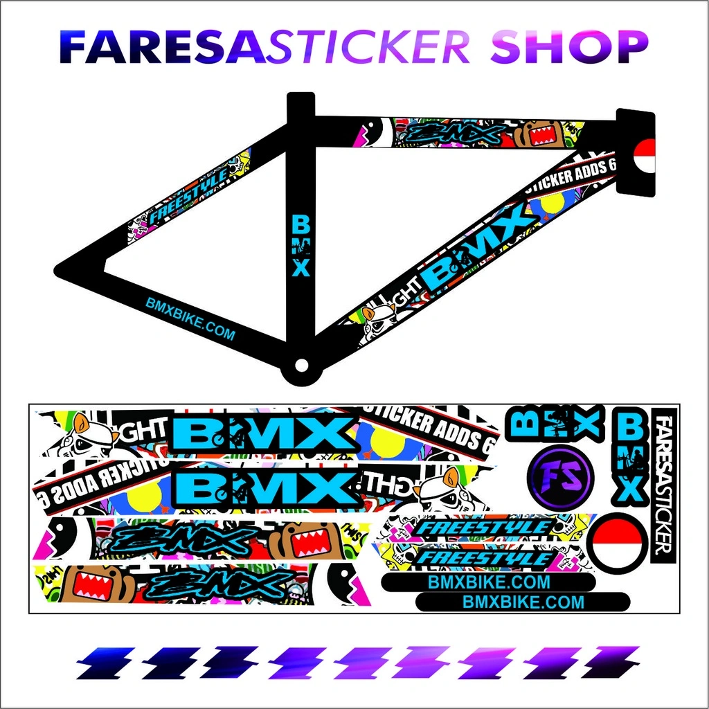 (COD) STRIPING STICKER SEPEDA BMX X JDM BIRU SIMPLE