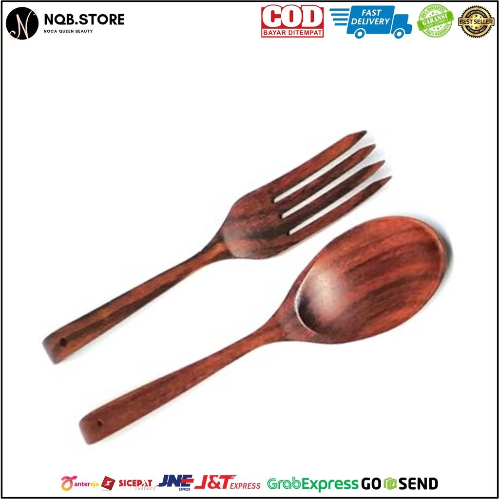 NQB - Sendok Garpu KAYU Sonokeling Set Alat Makan Klasik Fotografi Dekorasi Souvenir Sovenir