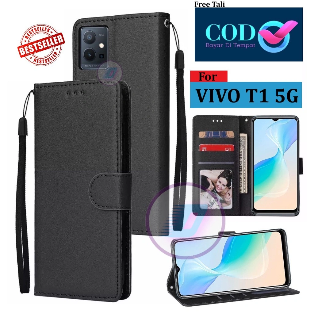 CASE HP UNTUK VIVO T1 5G (6,58 Inch)FLIP LEATHER CASE PREMIUM-FLIP WALLET CASE KULIT/CASING DOMPET