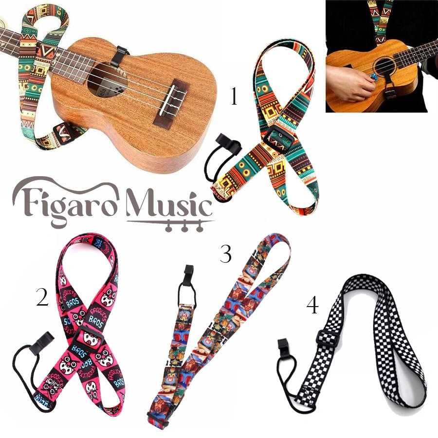 Strap Ukulele/Guitarlele /Gitar Mini-Nylon Motif Etnik Vintage Import