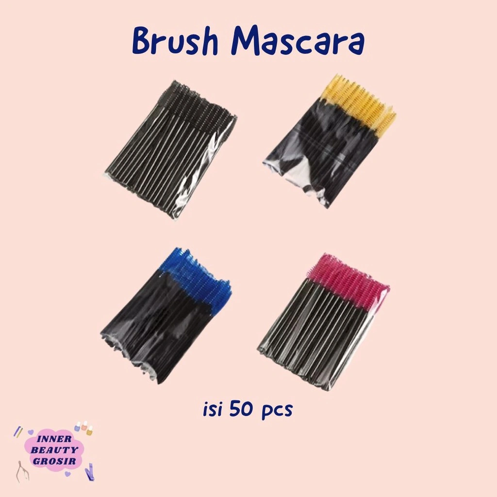 Brush Mascara Isi 50 pcs / Sisir Bulumata / Sisir Eyelash / Mascara Wand