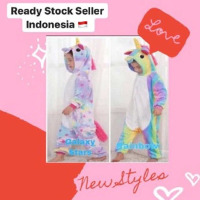 Kostum anak baju boneka unicorn kostum cosplay piama piyama pajamas one sie unicorn kostum onesie kigurumi unicorn baju tidur hewan berbulu onesie kostum kuda poni pony anak perempuan onise kostum  unikon yunikor younikorn yunikorn yunikon younikon kostom