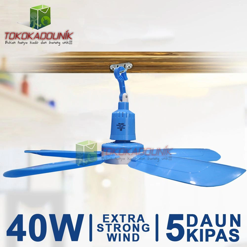 Kipas Angin Gantung 5 Baling Baling / Helifan 40W - Angin Kencang Dan Adem Ada Saklar On/Off
