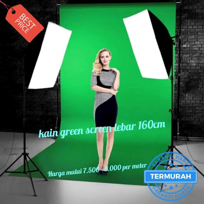 Kain Green Scren Fotografi Murah utk background Foto Editing Video Spunbond 75gsm
