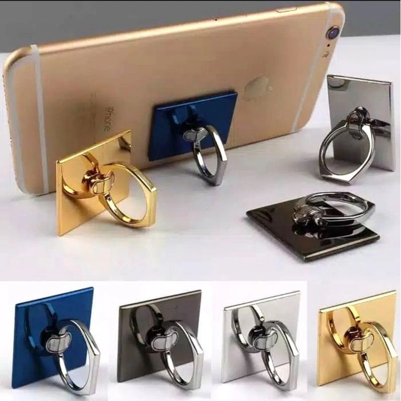iRing Phone Holder Ring Stand Chrome Polos 360 Miror Universal Alumunium Metalic