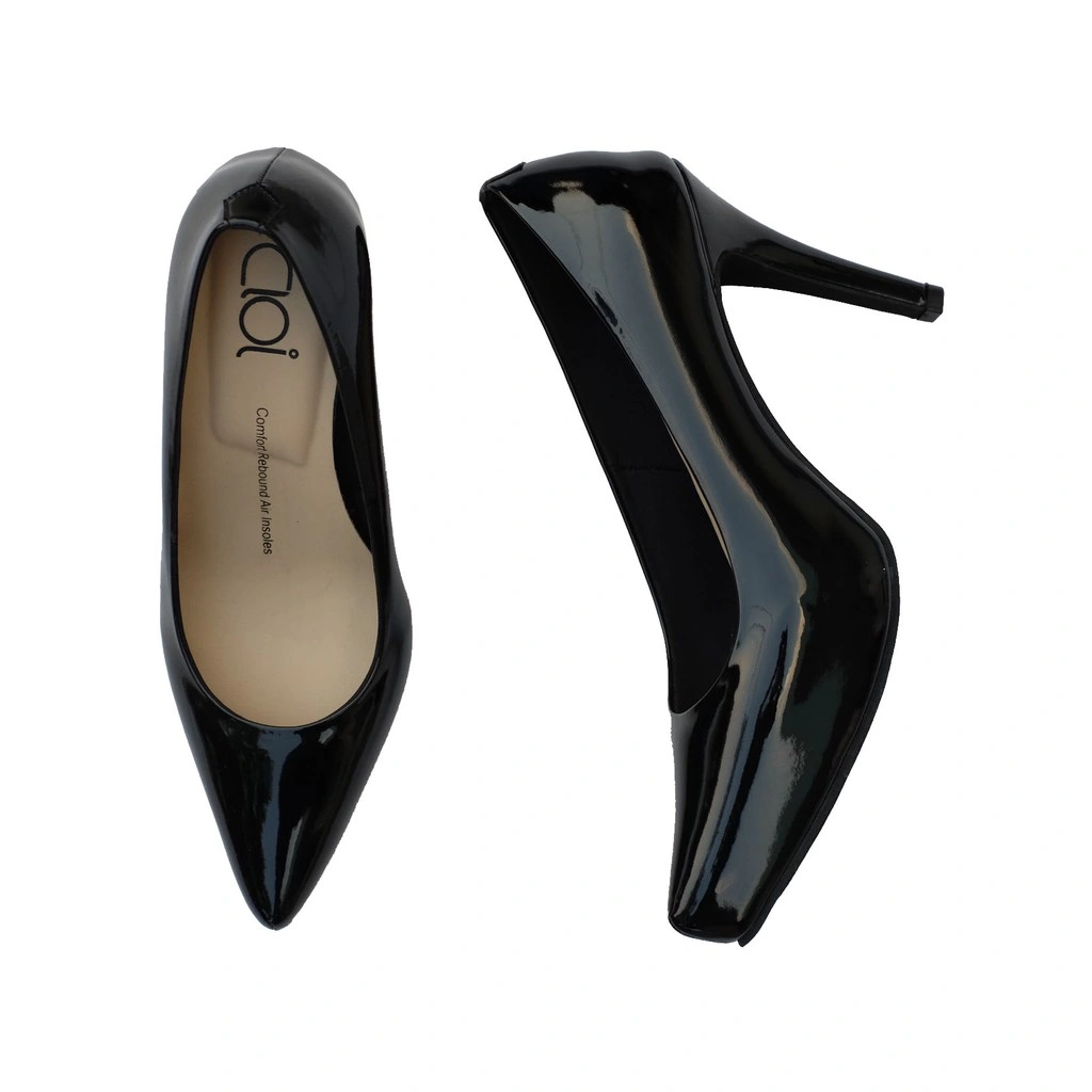 Cloi ADL 0975 women platform heels shoes 10 cm in Black glossy