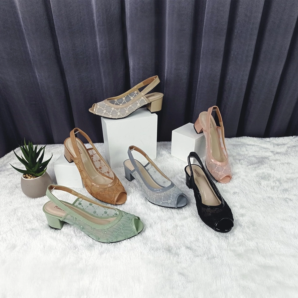 Marelli Sepatu Sandal Heels Wanita Model Slingback High Heels Wanita Block Heels Hak Tahu 5 cm  - 7118