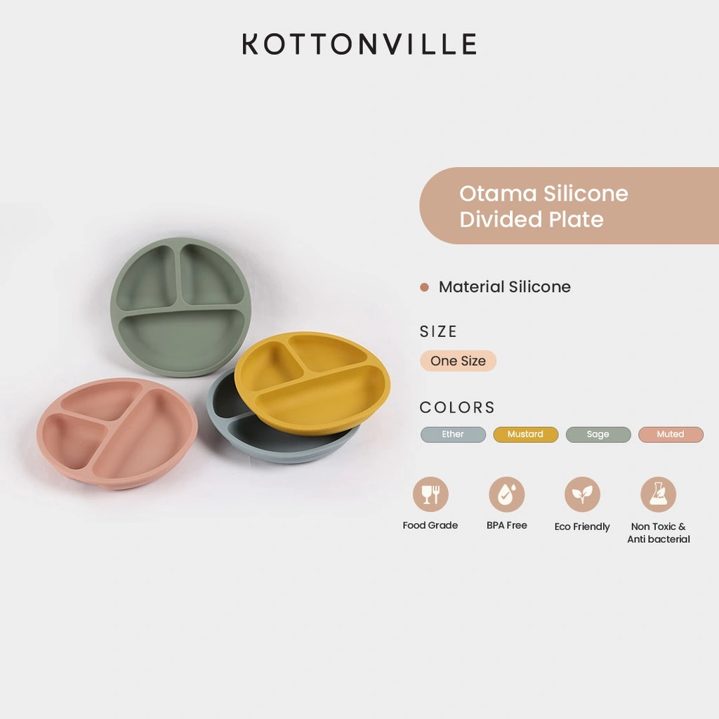 Kottonville - Tempat Makan Anak Bayi Sekat Silikon Otama Silicone Divided Plate Laki-laki dan Perempuan [packaging plastik TANPA box]
