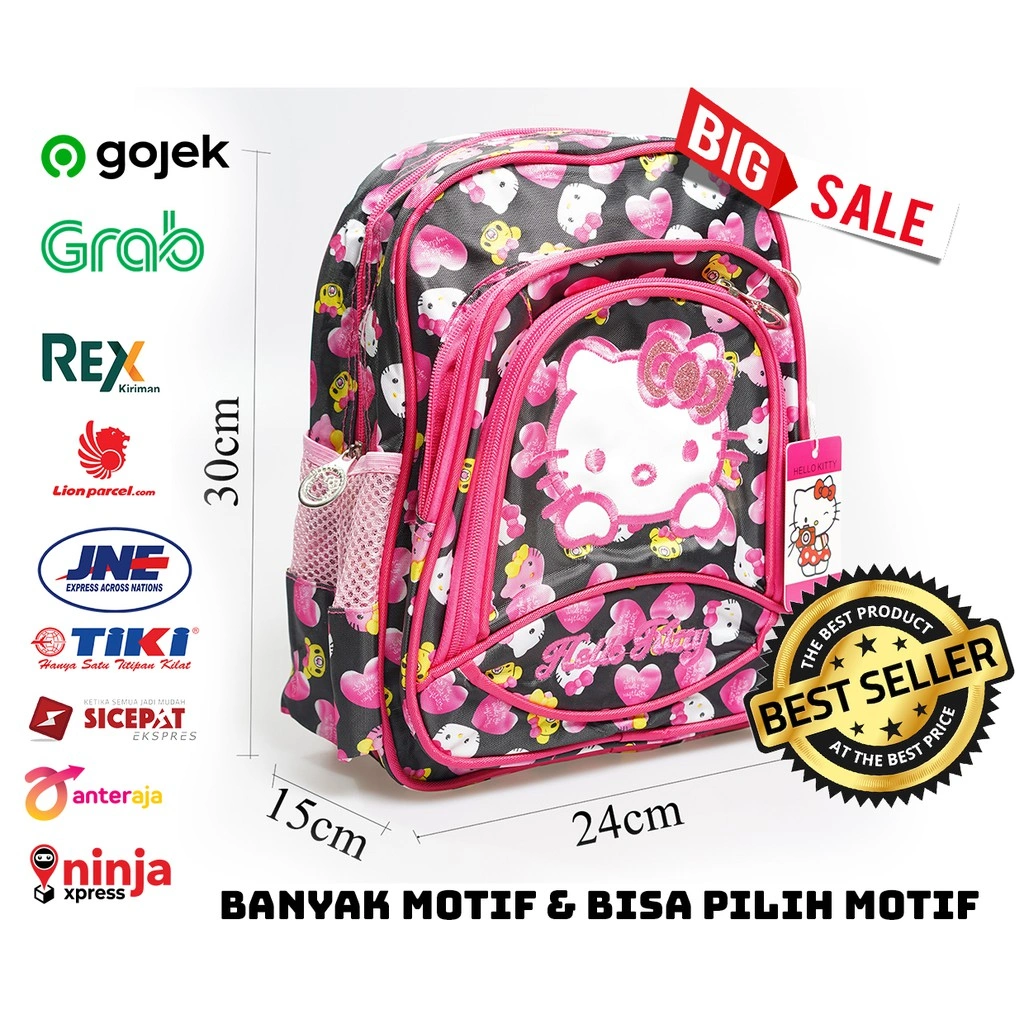 tas ransel hello kitty backpack anak travel jalan hk kado ultah import