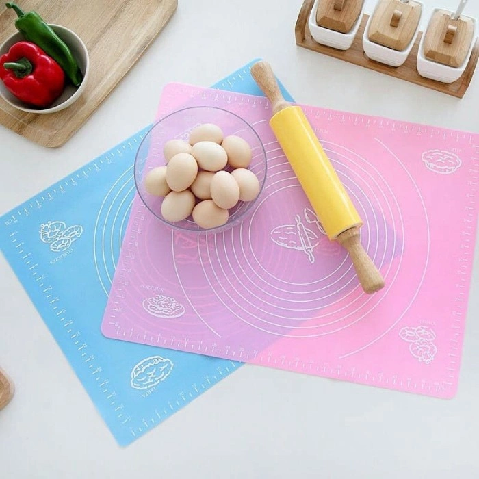 LYSASHOP - Alas Adonan 50x40 cm Roll Roti Kue Donat Pizza Martabak Bakpao Cetakan Baking Mat Silikon Penggilas Adonan Penggiling Rolling Kue