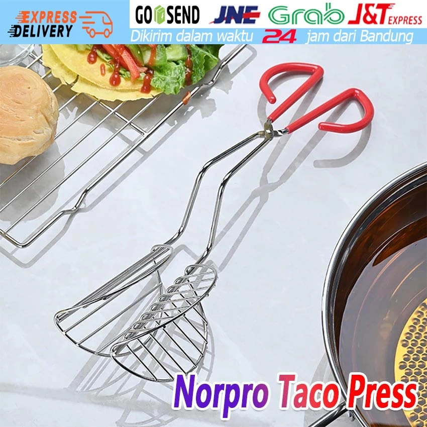 Norpro Taco Press Tacos Shell Maker Press Penjepit Penggorengan Tortilla Berlapis Alat Dapur
