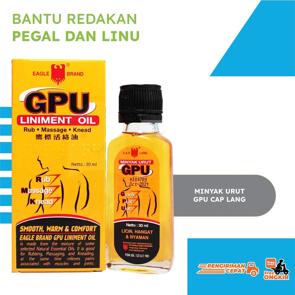 Minyak Urut GPU Cap Lang Pijat Lotion Oil Panas Massage 30 60 ML Minyak Urut GPU Oil Panas Massage