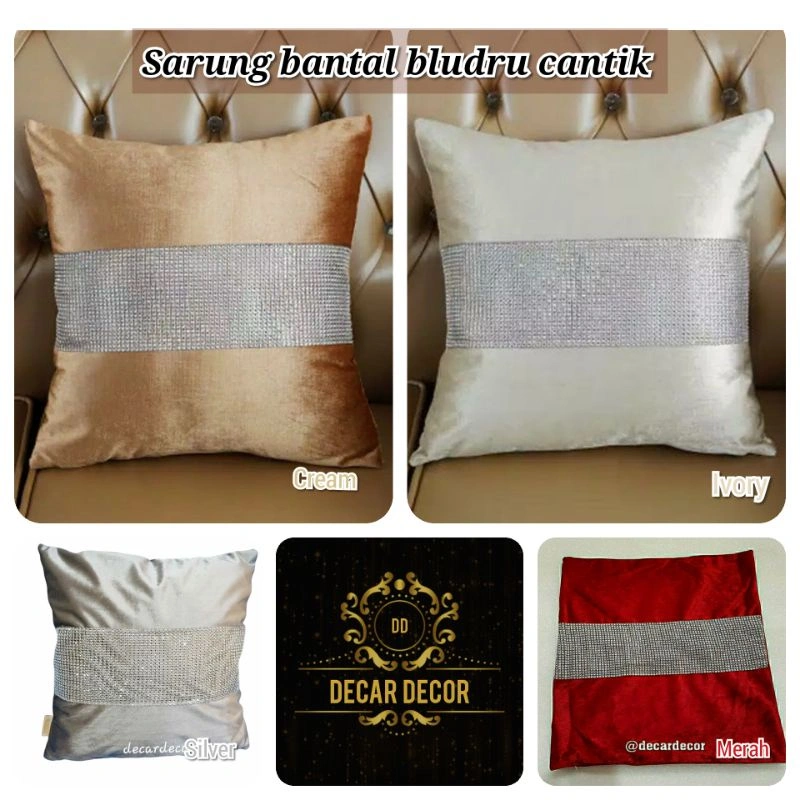 Sarung Bantal Kursi Mewah 45x45 cm beludru - bantal sofa merah - sarung bantal mewah - Emas