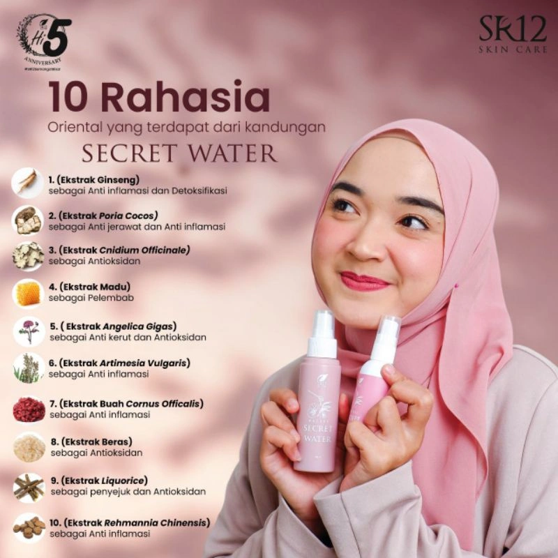 SECRET WATER SR12/Anti Aging/Setting Spray/merawat kulit berjerawat/awet muda