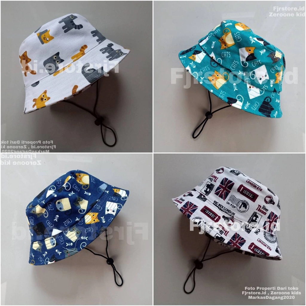 Topi Bucket Hat Anak Full Prin Bahan Kanvas Usia 4 Bulan Sampai 3 Tahun - Bucket Anak Laki laki - Bucket Anak Perempuan