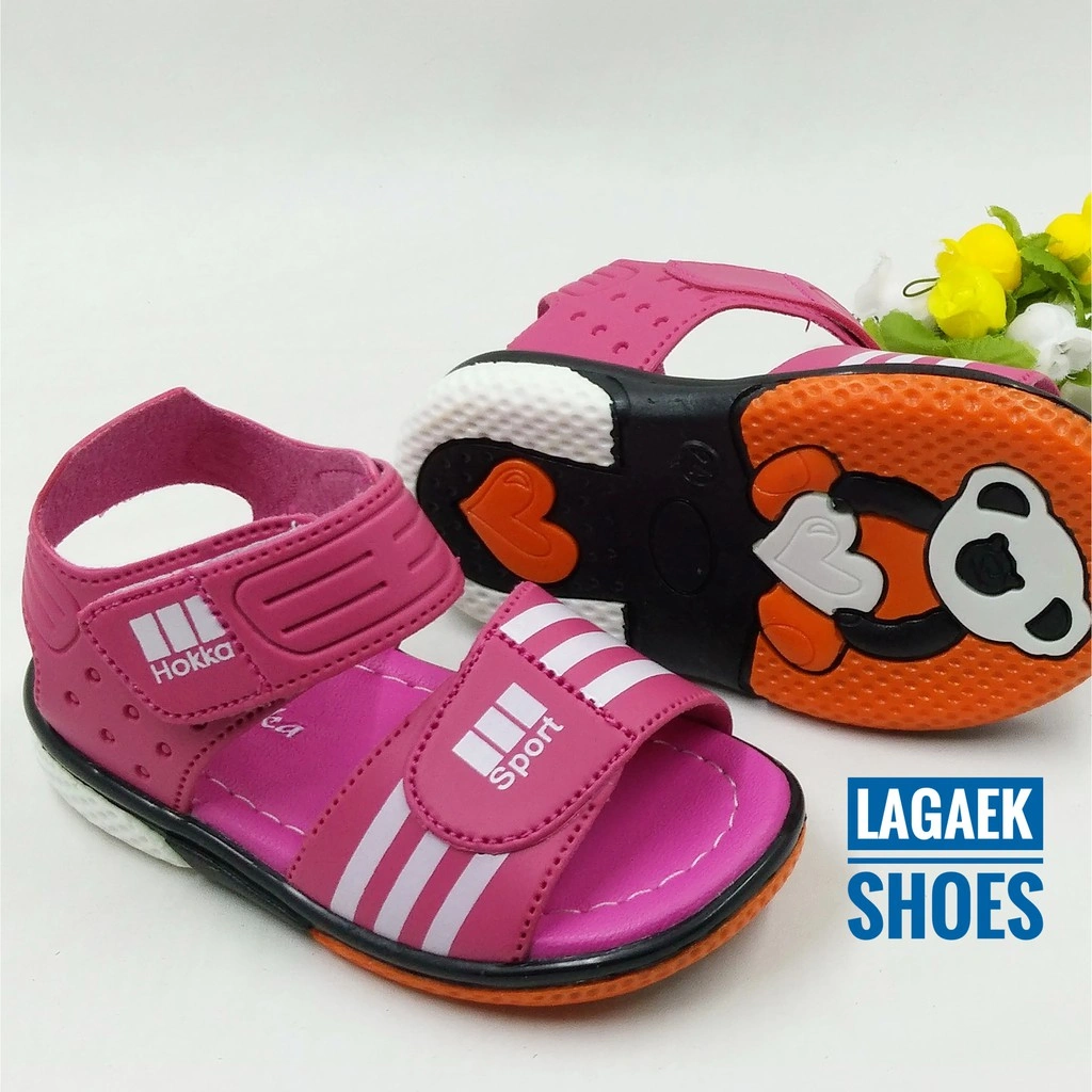 Sepatu Sendal Anak Perempuan Karet Umur 1 2 Tahun Tali Pink - Sepatu Sendal Anak Cewek Alas Karet Anti Licin PINK TUA Size 22 - 24
