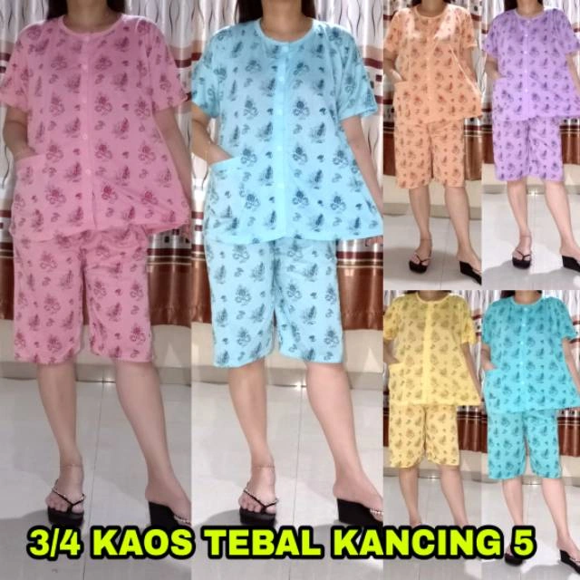 baju tidur wanita full kancing busui bahan kaos serian muda bb max 70kg