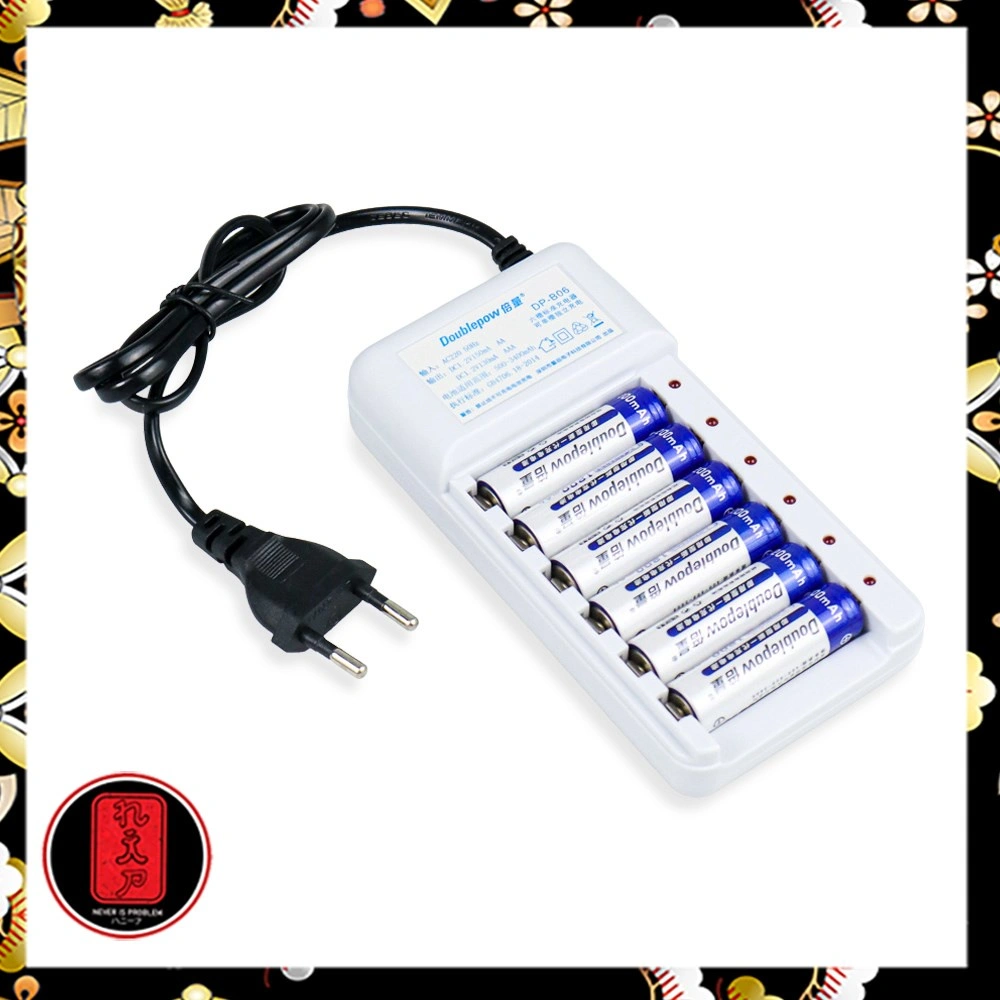 Doublepow Charger Baterai 6 slot AA/AAA with 6PCS AA 1200mAh - DP-B06 - White