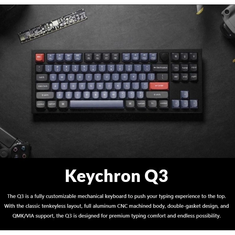 Keychron Q3 QMK TKL FULLY ASSEMBLED Custom Mechanical Keyboard - Blue