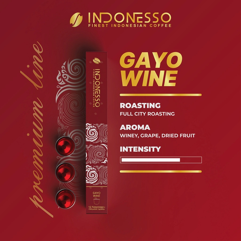 Indonesso Premium Aceh Gayo Wine Coffee Capsules Compatible with Nespresso Machines / Kapsul Kopi