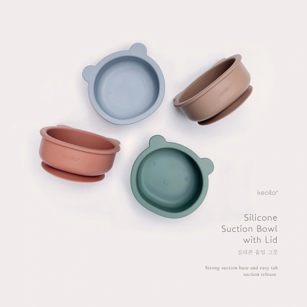 KEOLA - Suction BEAR Baby Bowl with Lid | Mangkok MPASI Anak dengan Tutup Premium Silicone