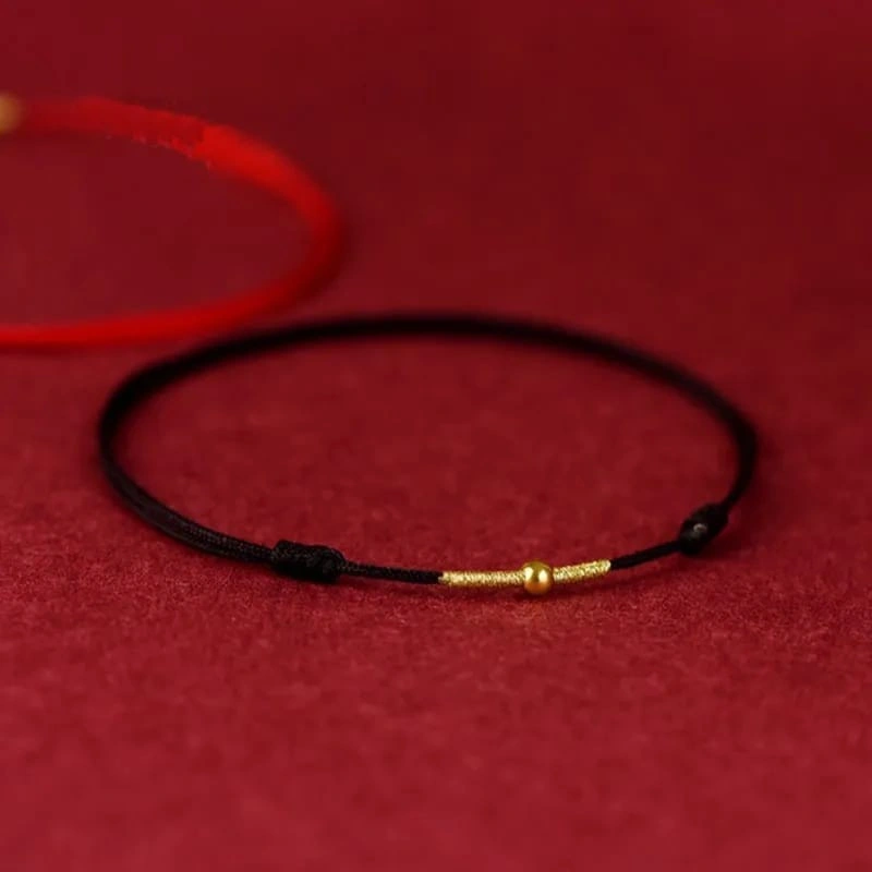 Gelang Merah kombinasi bulatan gold anti karat Mini Simple Sp9