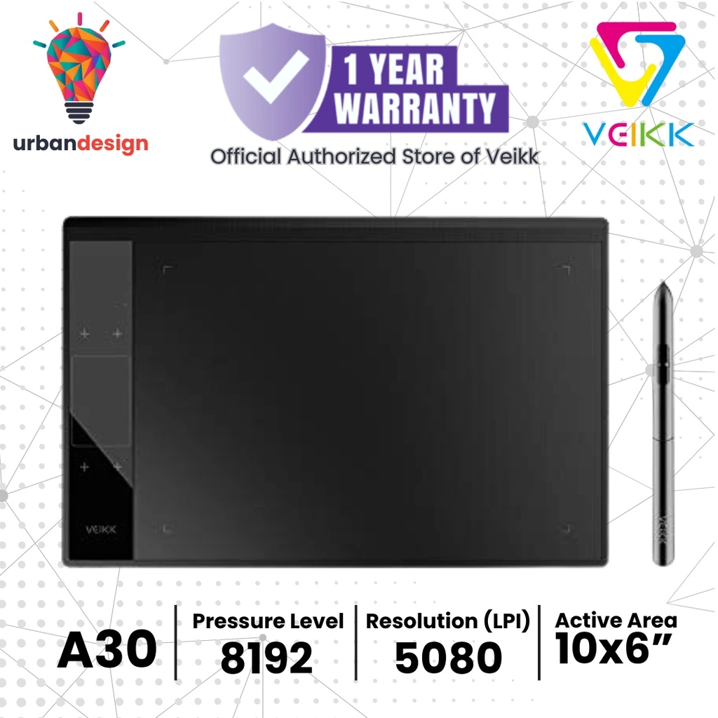 Veikk A30 Digital Graphic Drawing Pen Tablet 10x6inch High Sensitivity