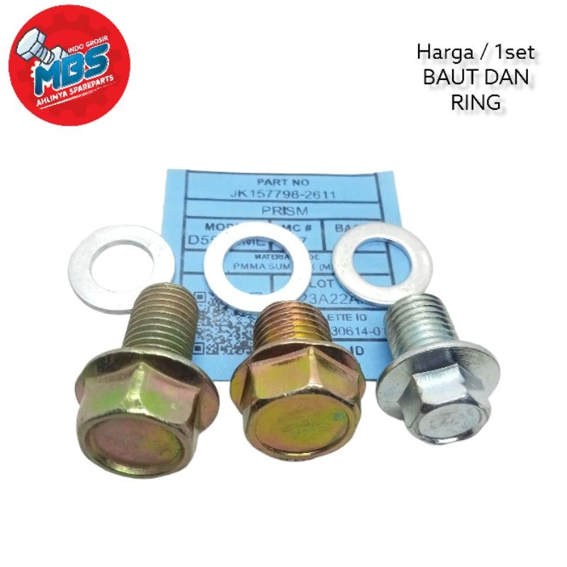 1SET BAUT RING ALUMUNIUM BAUT OLI M12 M14 UNIVERSL MOTOR MOBIL
