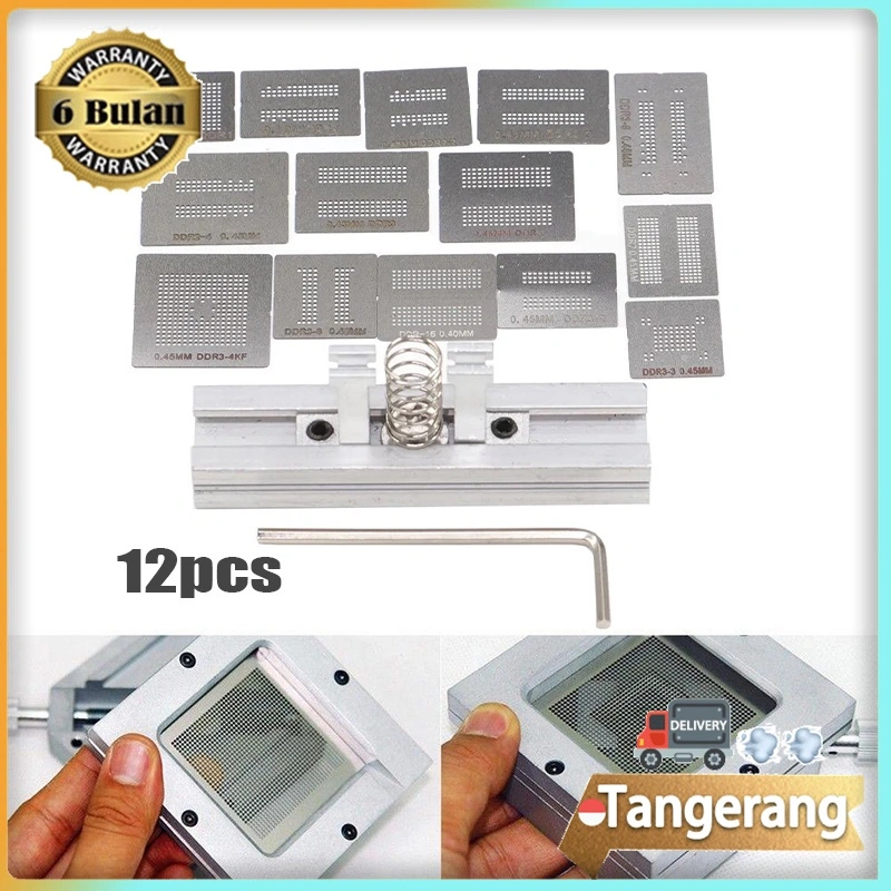 13pcs/Set BGA Reballing Station Rework Reballing Station Mini Direct Heat Reball Untuk DDR1 DDR2 DDR3