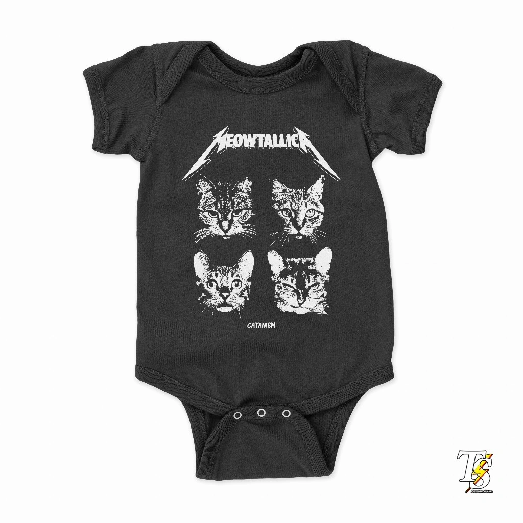 Jumper Bayi Motif Band Meowtallica Premium Onesie 0-12 Jumpsuit