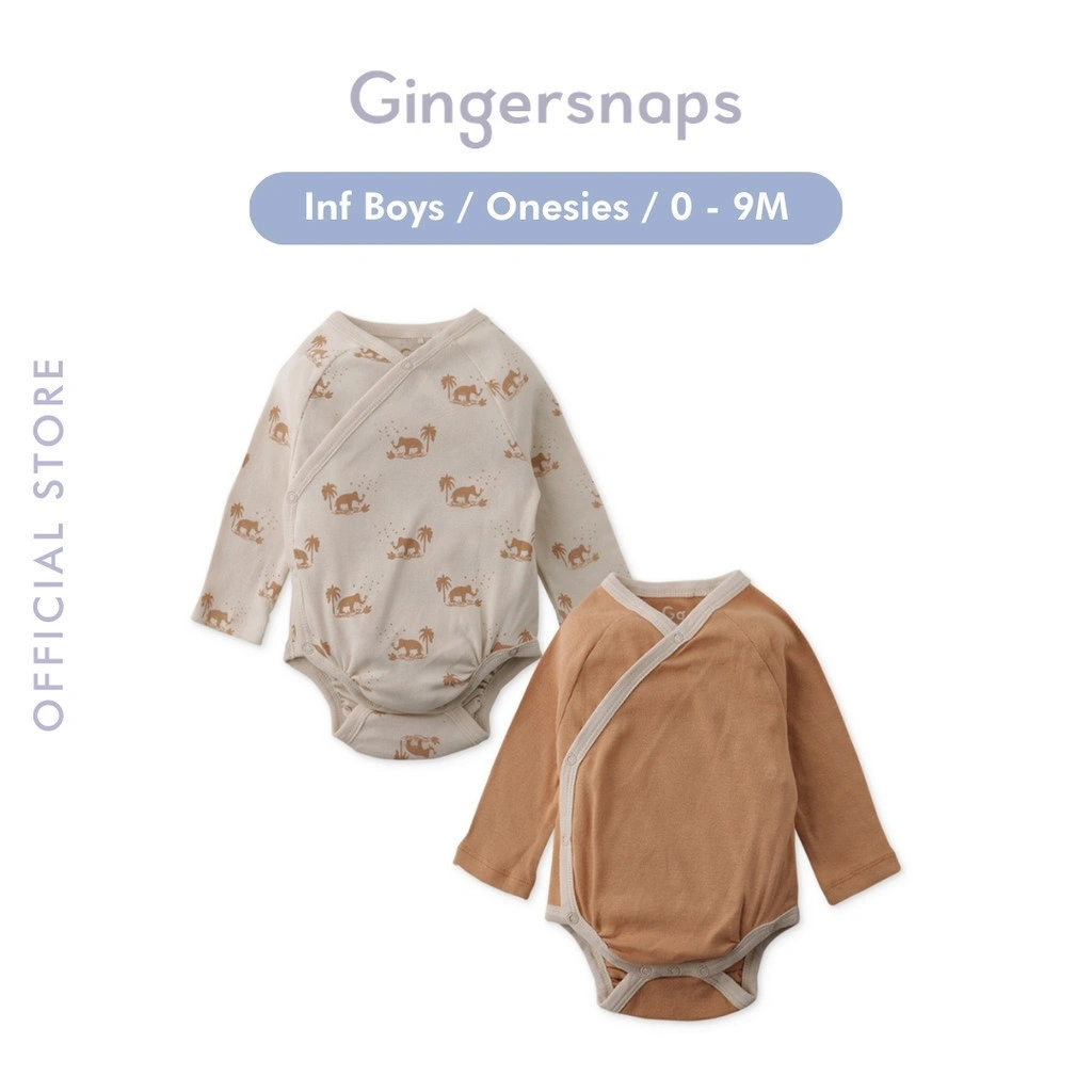 Gingersnaps Safari Onesie Multi - Onesie Bayi Laki-laki (Krem)