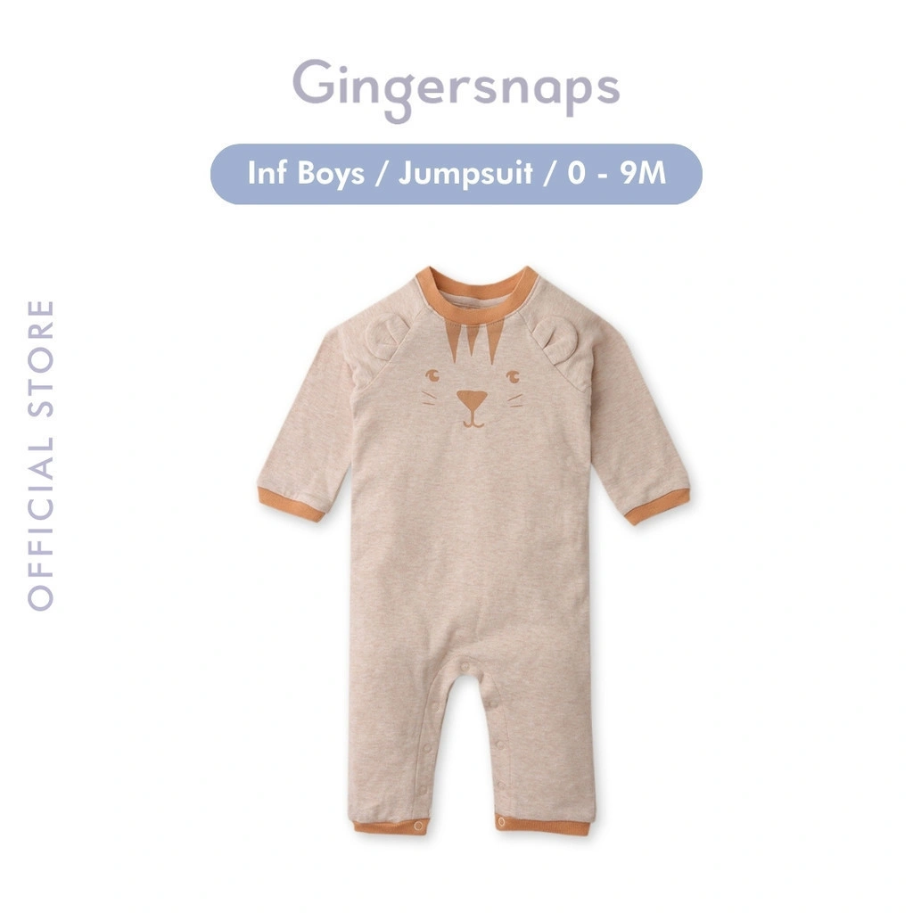 Gingersnaps Safari Jumpsuit Beige - Onesie Bayi Laki-laki (Krem)