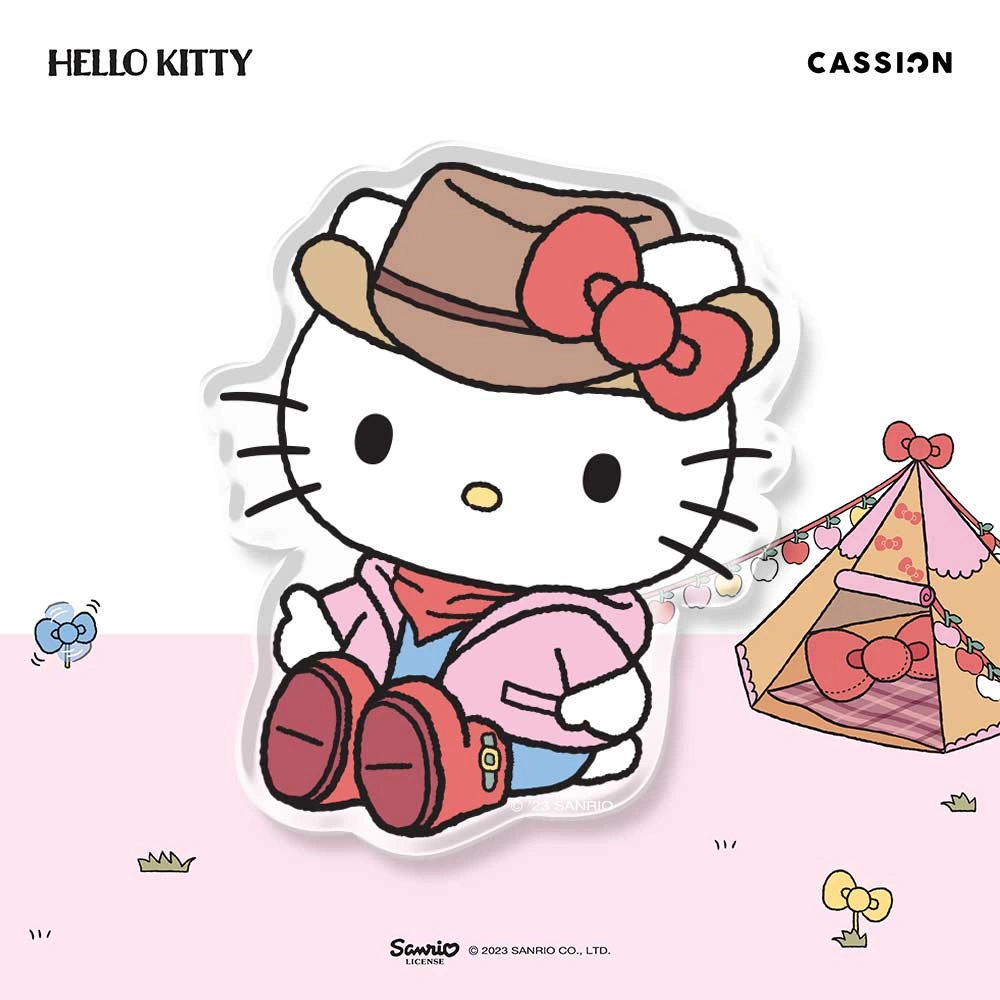 Popup Stand Acrylic Phone Holder Docking Happy Camper - Hello Kitty Edition