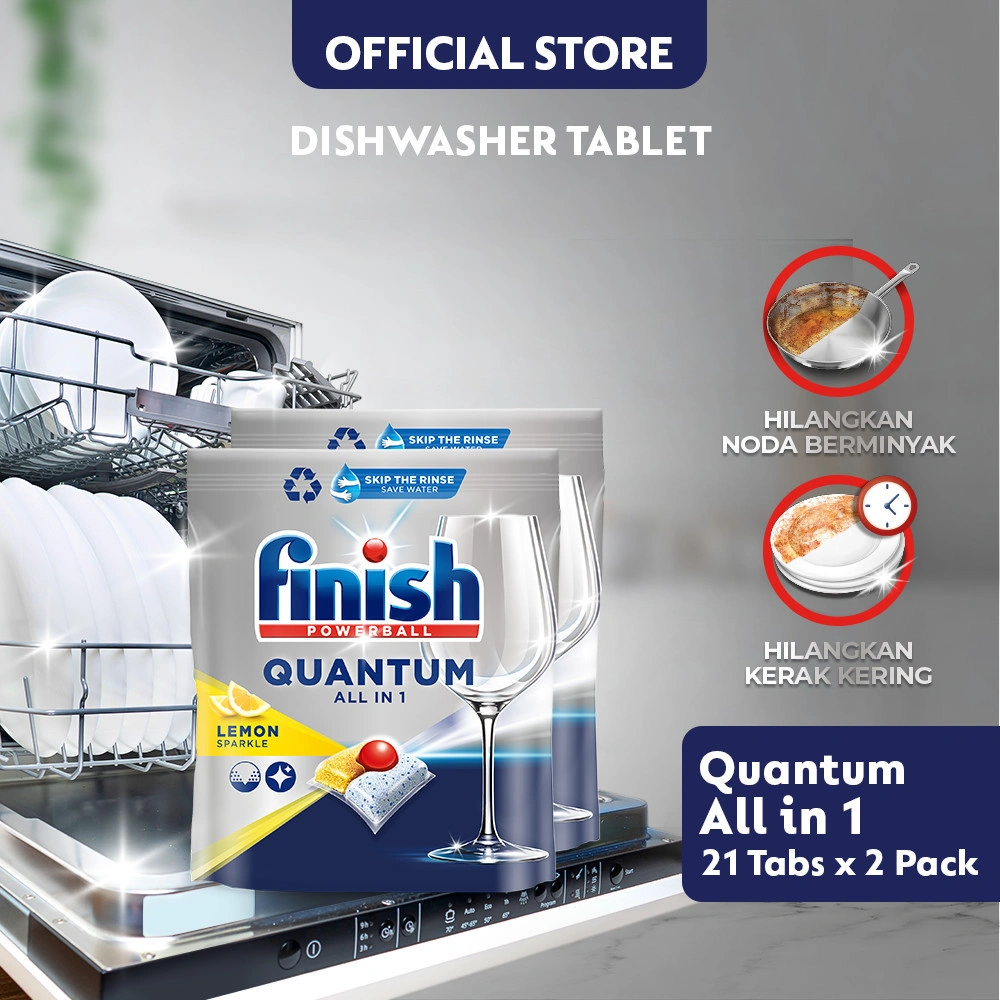 Finish Sabun Mesin Cuci Piring Otomatis Quantum 21 tabs (2 pcs) - Dishwasher Machine