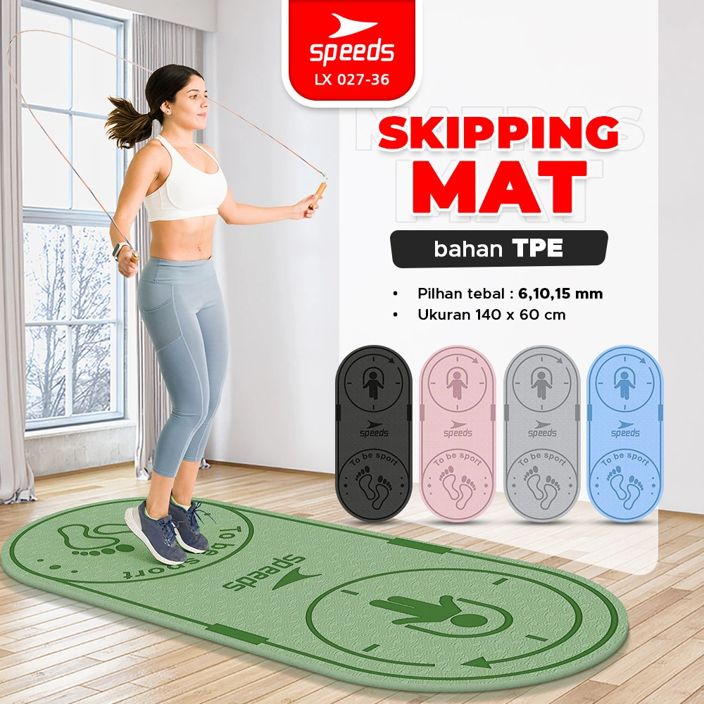SPEEDS Skipping Mat 6-10-15mm Anti Slip Matras Lompat Tali Olahraga Empuk Fitness Jumping Mat 027-36