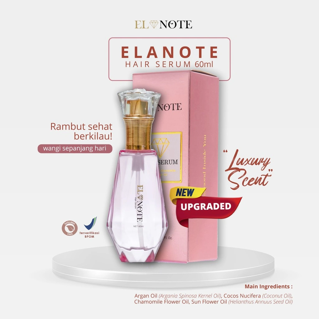 [NEW] ELANOTE Hair Serum 60ml - Serum Rambut dengan Argan Oil Wangi Tahan Lama, Anti Lepek, Anti Kusut, Menutrisi Rambut, Membuat Rambut Berkilau & sebagai Heat Protector (dari Panas Sinar Matahari dan Alat Styling)