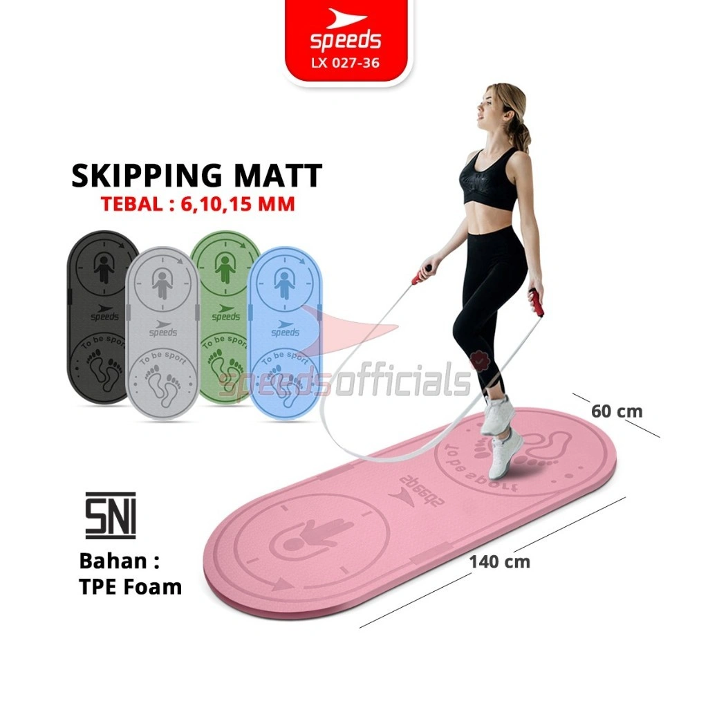 SPEEDS Skipping Mat 6-10-15mm Matras Lompat Tali Olahraga Fitness Jumping Mat Empuk Anti Slip 027-36