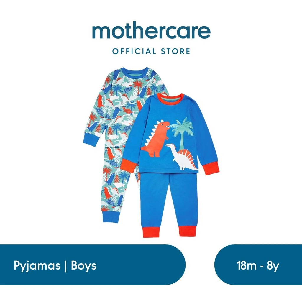 Mothercare Dinosaur Pyjamas 2 Pk - Piyama Anak Laki-laki (Biru)