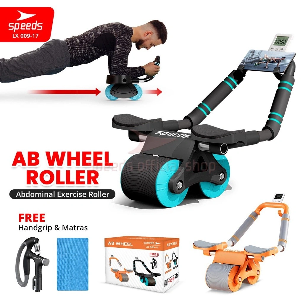 SPEEDS Ab Roller Automatic Rebound Fitness Ab Wheel 2 Roda Abdominal Roller Alat Gym Minimalis 009-17 HITAM